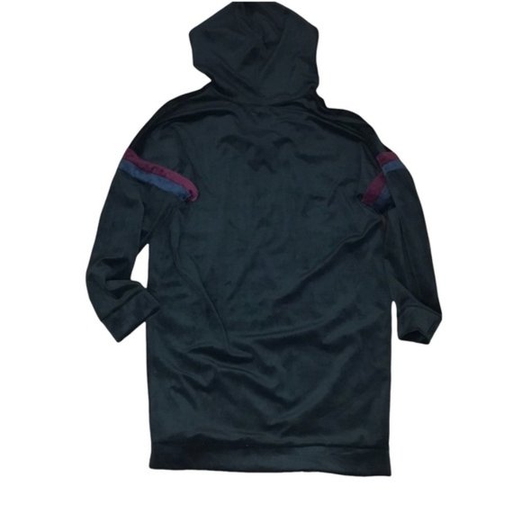 Max Studio Women's Black Velour Sweater Dress Medium NWT Striped Hoodie - Picture 2 of 5